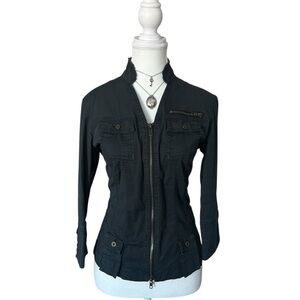 Y2K “Y2 Blu” Black Cargo Style Zip-up Long Sleeve Jacket